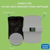 Avantages du Filtre anti-odeurs pour fosse septique, toutes eaux, poste de relevage, cartouche au charbon actif coloris gris