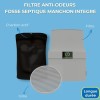 Contenu du Filtre anti-odeurs pour fosse septique Sanifiltre avec manchon intégré pour montage en chapeau coloris gris