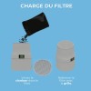 Remplissage du filtre anti-odeurs manchon intégré gris avec le charbon