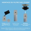 Montage du Filtre anti-odeurs pour fosse septique Sanifiltre avec manchon intégré pour montage en chapeau coloris gris