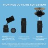 Montage du Filtre anti-odeurs pour fosse septique Sanifiltre avec manchon intégré pour montage en chapeau coloris noir