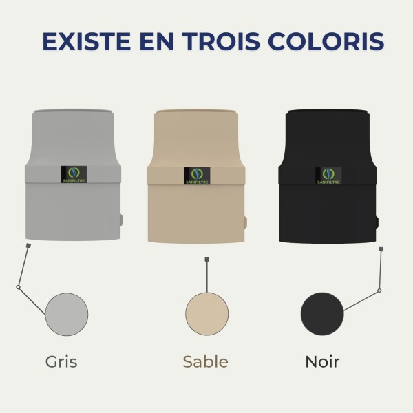 Coloris disponibles du Filtre anti-odeurs pour fosse septique Sanifiltre avec manchon intégré pour montage en chapeau