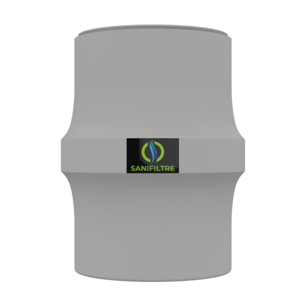 Filtre anti-odeurs pour fosse septique, toutes eaux, poste de relevage, cartouche au charbon actif coloris gris