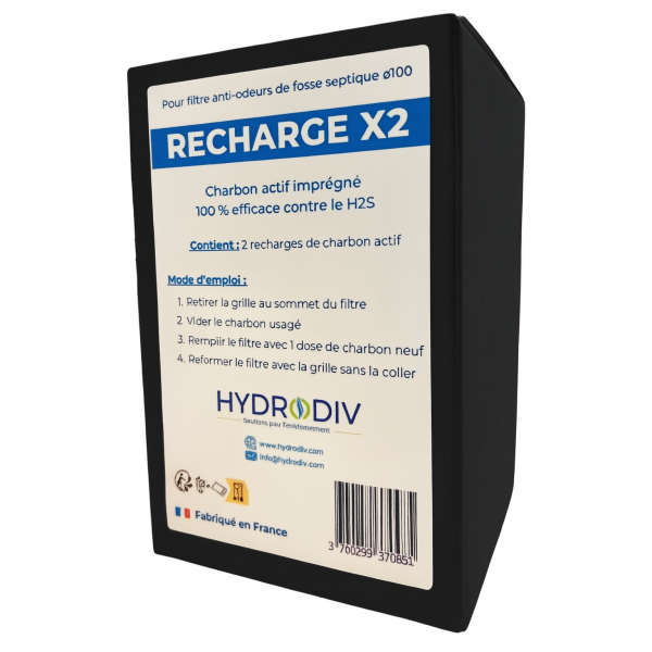 RECHARGE FILTRE ANTI-ODEURS FOSSE SEPTIQUE AU CHARBON ACTIF vue de face