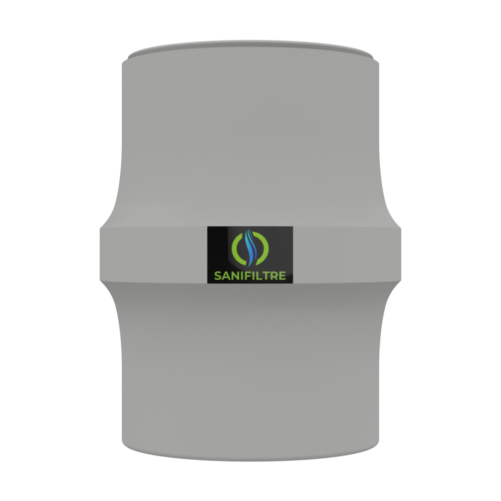 FILTRE ANTI-ODEURS AU CHARBON ACTIF POUR FOSSE SEPTIQUE , TOUTES EAUX , Ø 100 MM , COLORIS GRIS