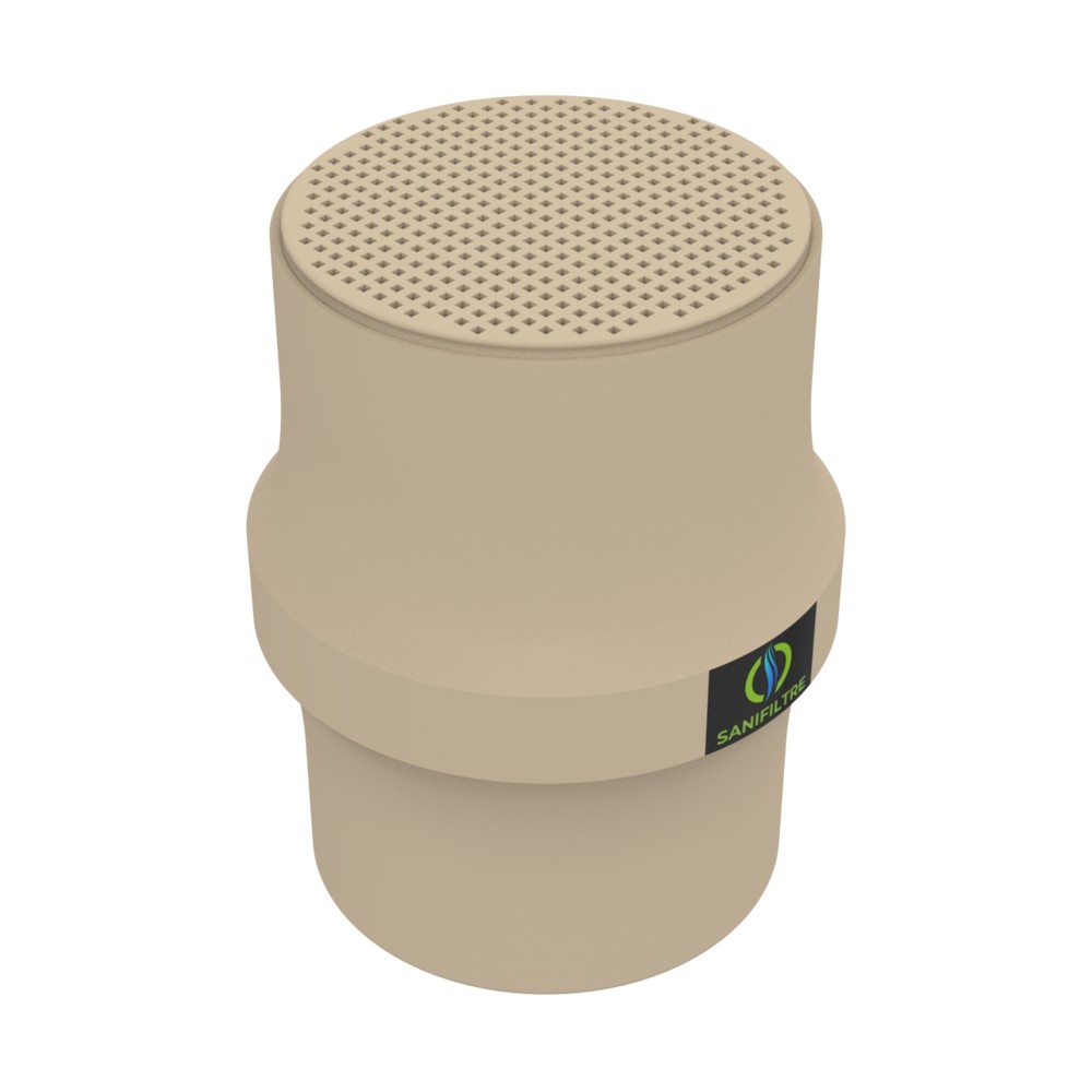 FILTRE ANTI-ODEURS AU CHARBON ACTIF POUR FOSSE SEPTIQUE , TOUTES EAUX , Ø 100 MM , COLORIS GRIS