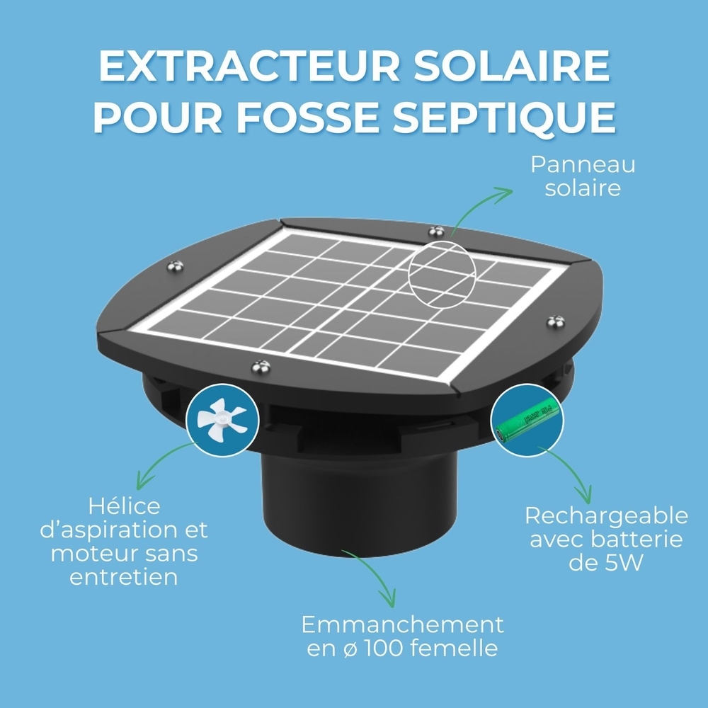 EXTRACTEUR SOLAIRE RECHARGEABLE POUR FOSSE SEPTIQUE