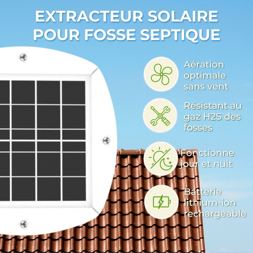 EXTRACTEUR SOLAIRE RECHARGEABLE POUR FOSSE SEPTIQUE