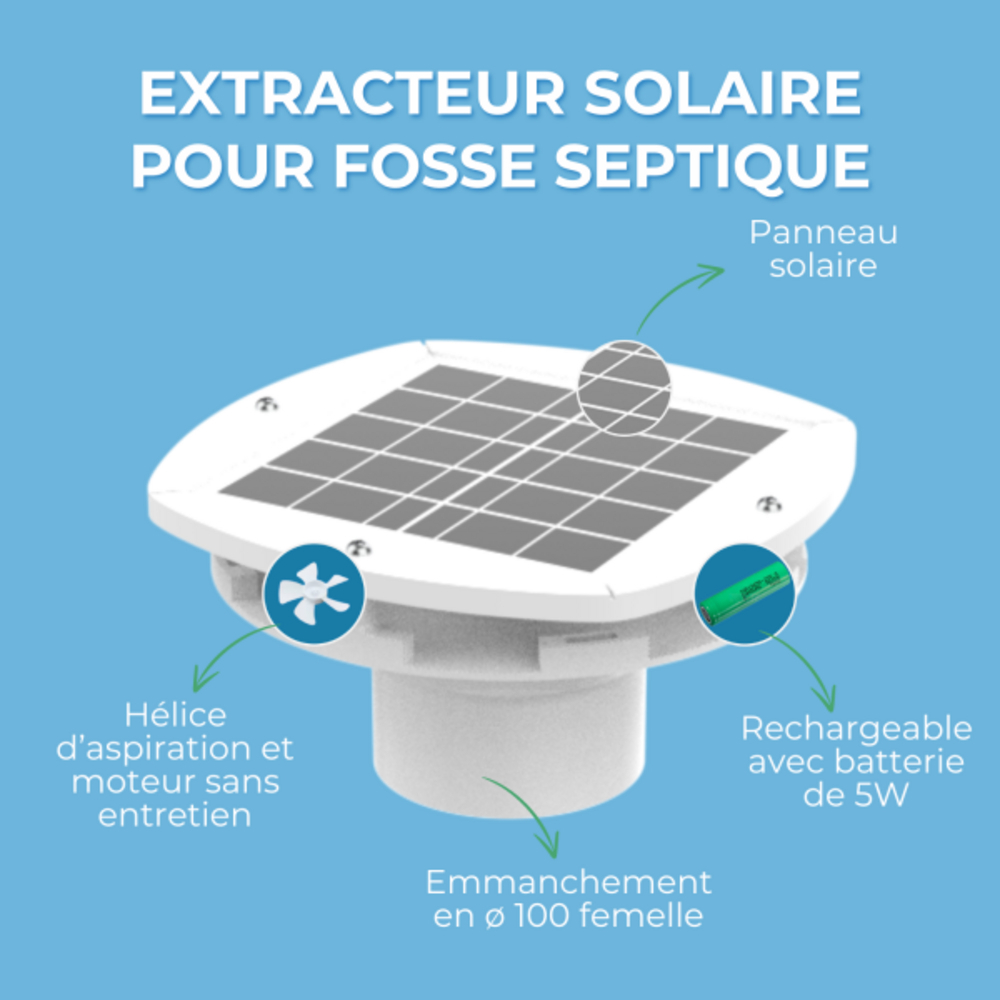 EXTRACTEUR SOLAIRE RECHARGEABLE POUR FOSSE SEPTIQUE