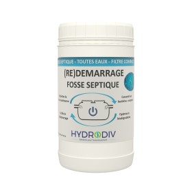 DEMARRAGE REDEMARRAGE FOSSE SEPTIQUE , TOUTES EAUX , FILTRE COMPACT , AUX BACTERIES ET ENZYMES , MONODOSE 1 KG vue de face