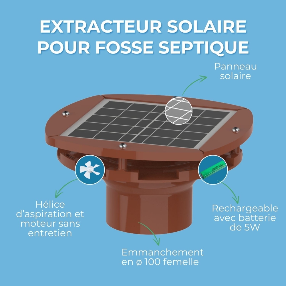 EXTRACTEUR SOLAIRE RECHARGEABLE POUR FOSSE SEPTIQUE