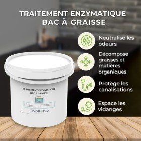 Points forts du TRAITEMENT BAC À GRAISSE , ASSAINISSEMENT : POUDRE AUX ENZYMES 5 KG