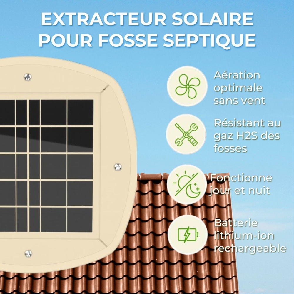 EXTRACTEUR SOLAIRE RECHARGEABLE POUR FOSSE SEPTIQUE