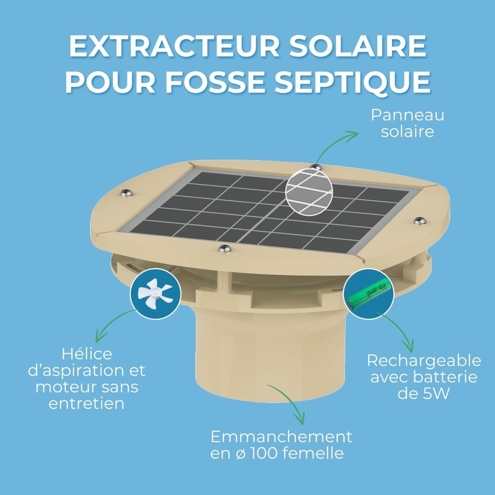 EXTRACTEUR SOLAIRE RECHARGEABLE POUR FOSSE SEPTIQUE